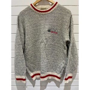 Vintage Unlimited Quest Wool Embroidered grouse Mountain Sweater XS red gray